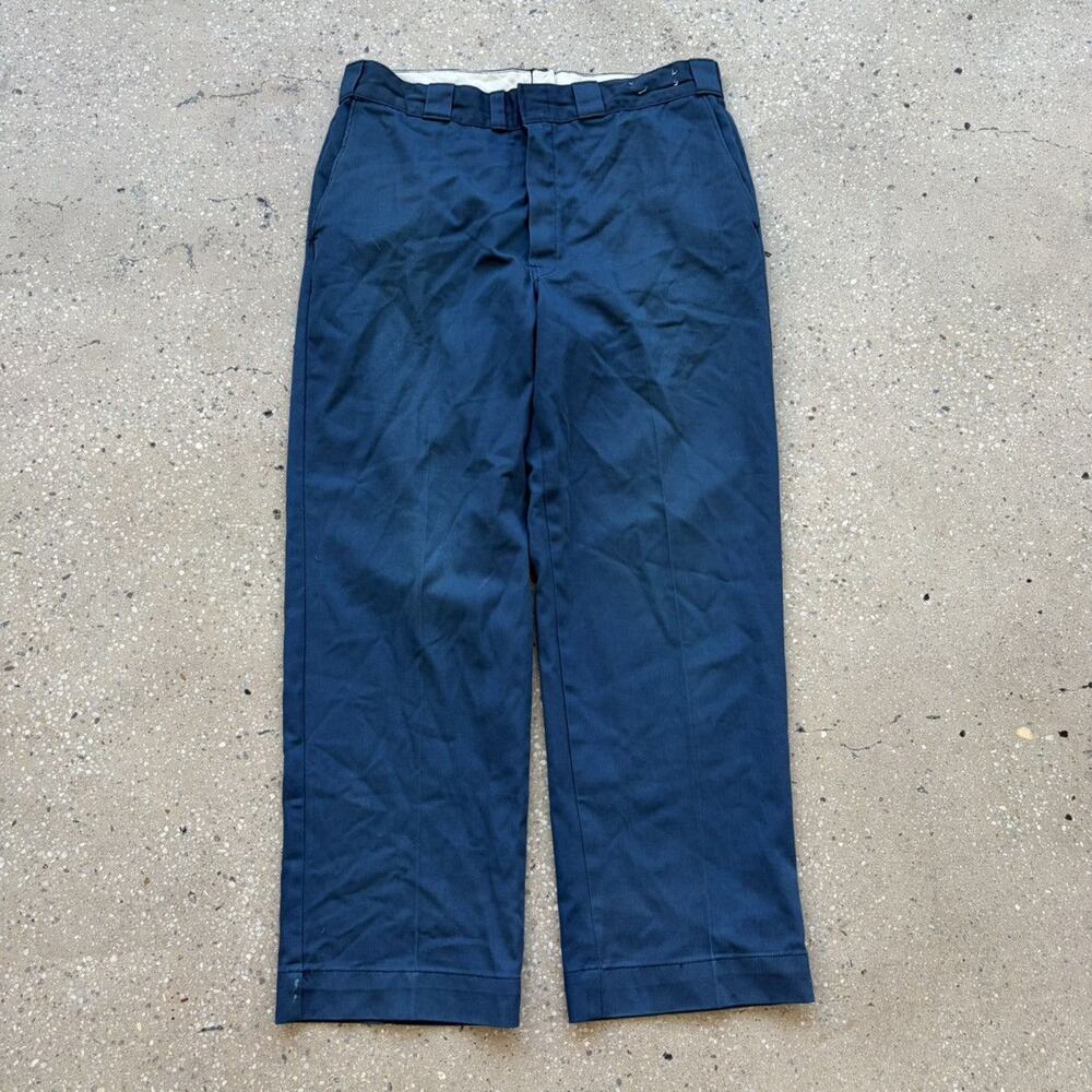 Vintage 70s Dickies Navy Canvas Workwear Chinos 36x29